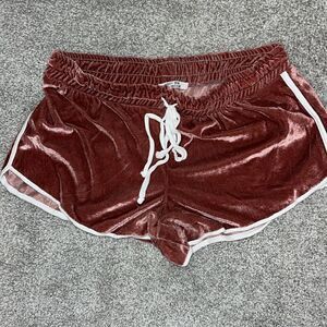 Messy Bun Just Chillin brown taupe velour short Daisy Duke shorts US M